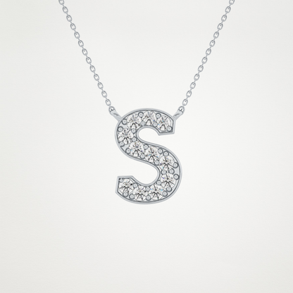 0.77 TCW Round Lab Grown Diamond S Initial Pendant Necklace