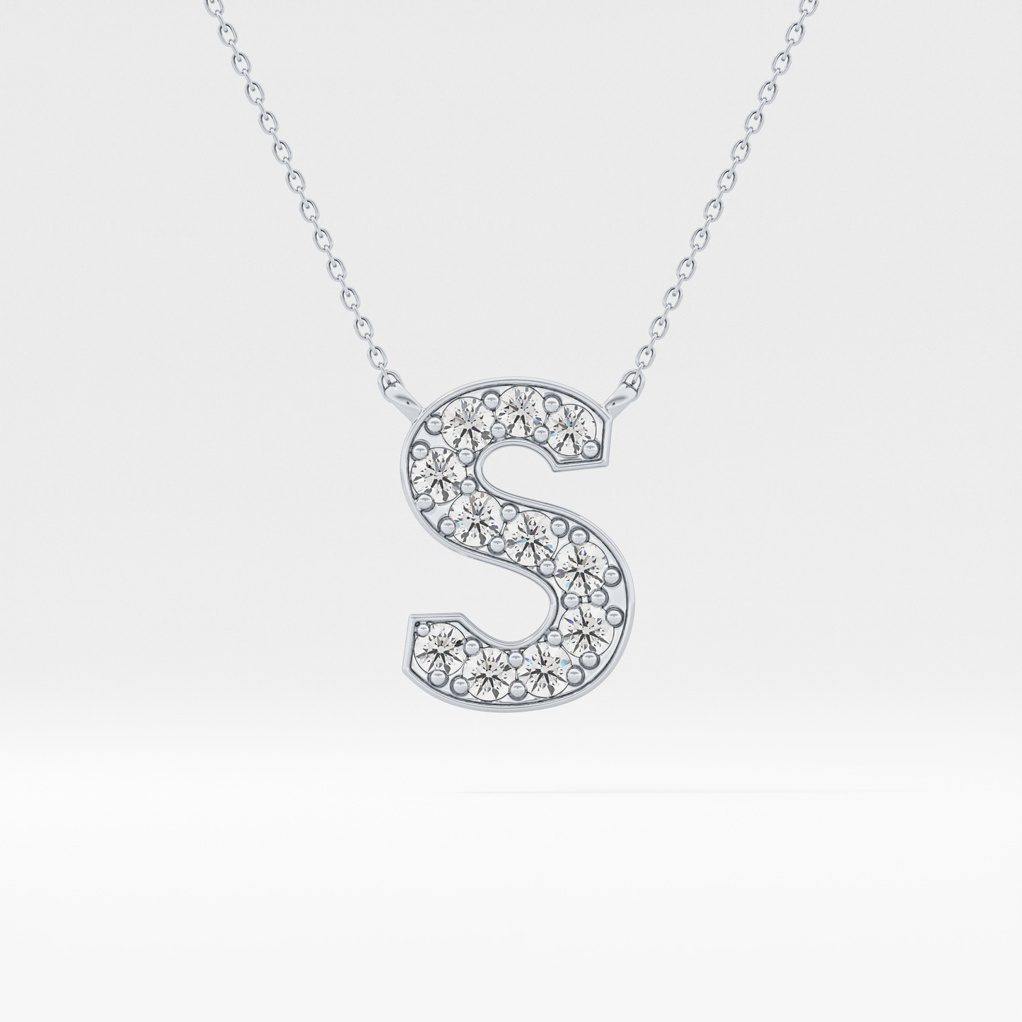 0.77 TCW Round Lab Grown Diamond S Initial Pendant Necklace