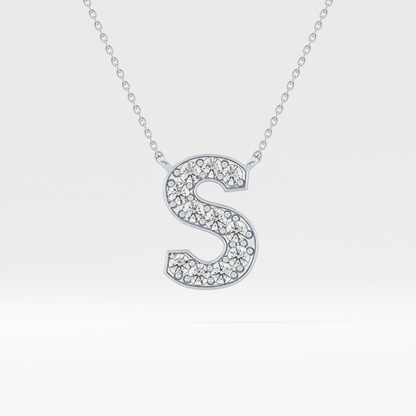 0.77 TCW Round Lab Grown Diamond S Initial Pendant Necklace