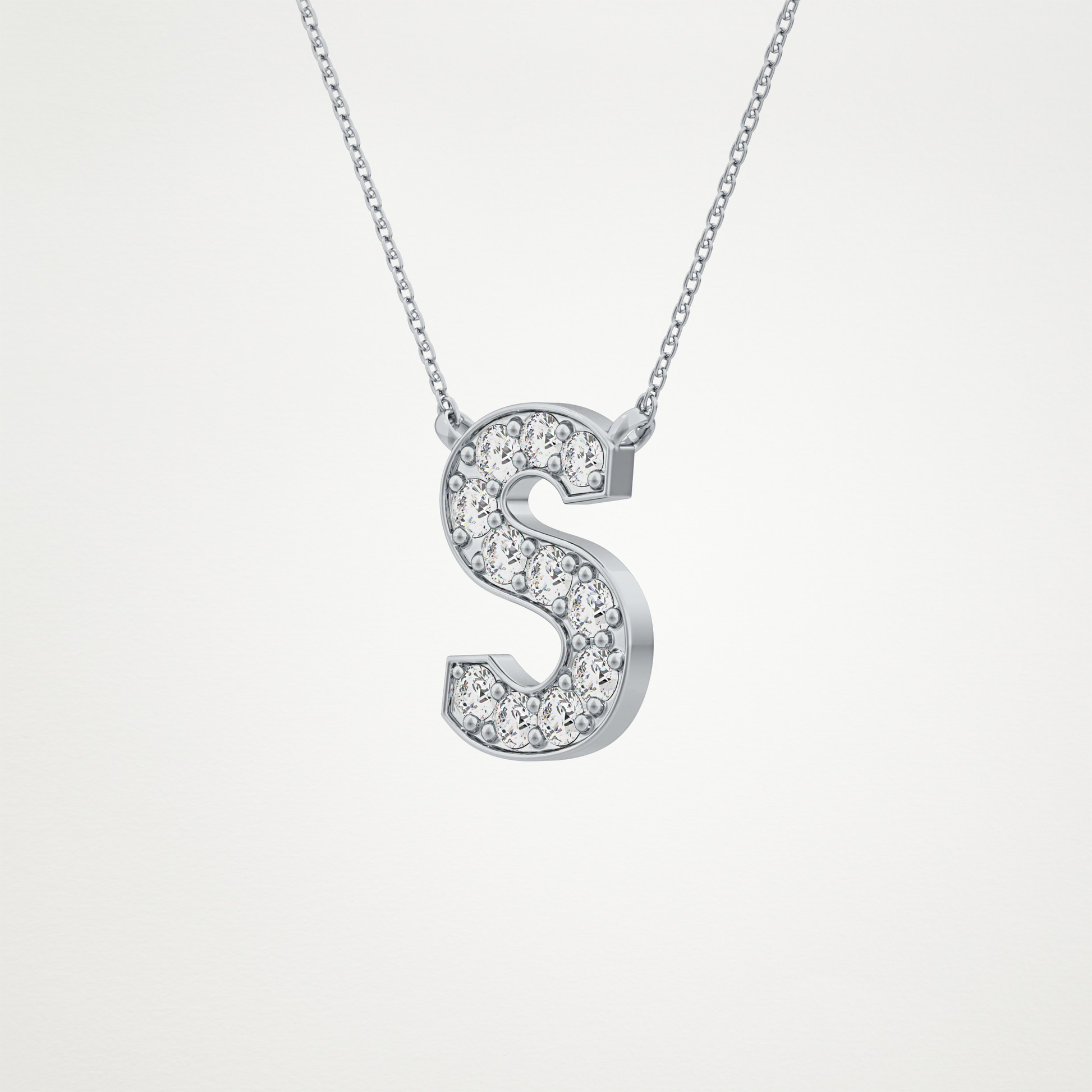 0.77 TCW Round Lab Grown Diamond S Initial Pendant Necklace