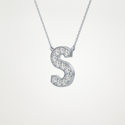0.77 TCW Round Lab Grown Diamond S Initial Pendant Necklace