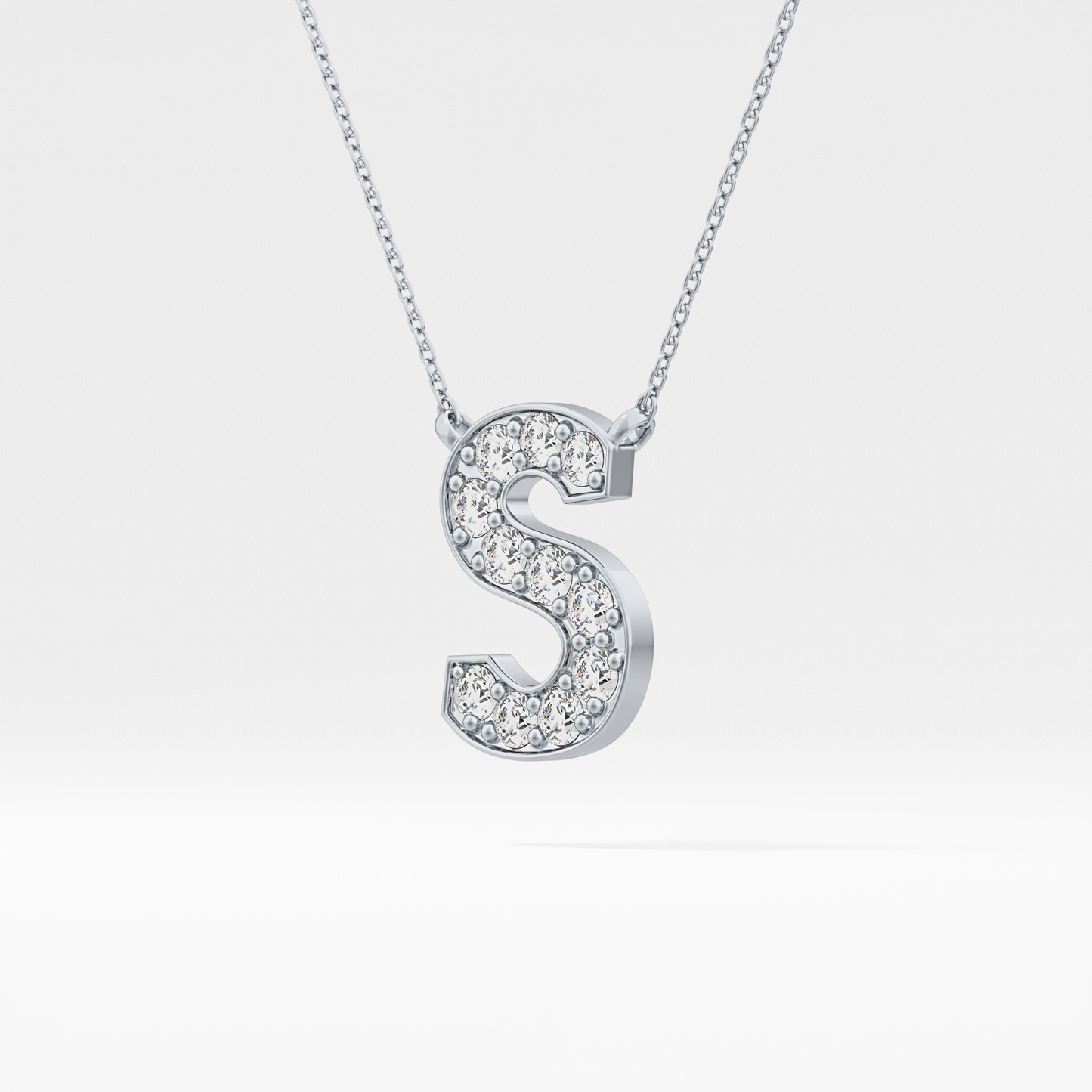 0.77 TCW Round Lab Grown Diamond S Initial Pendant Necklace
