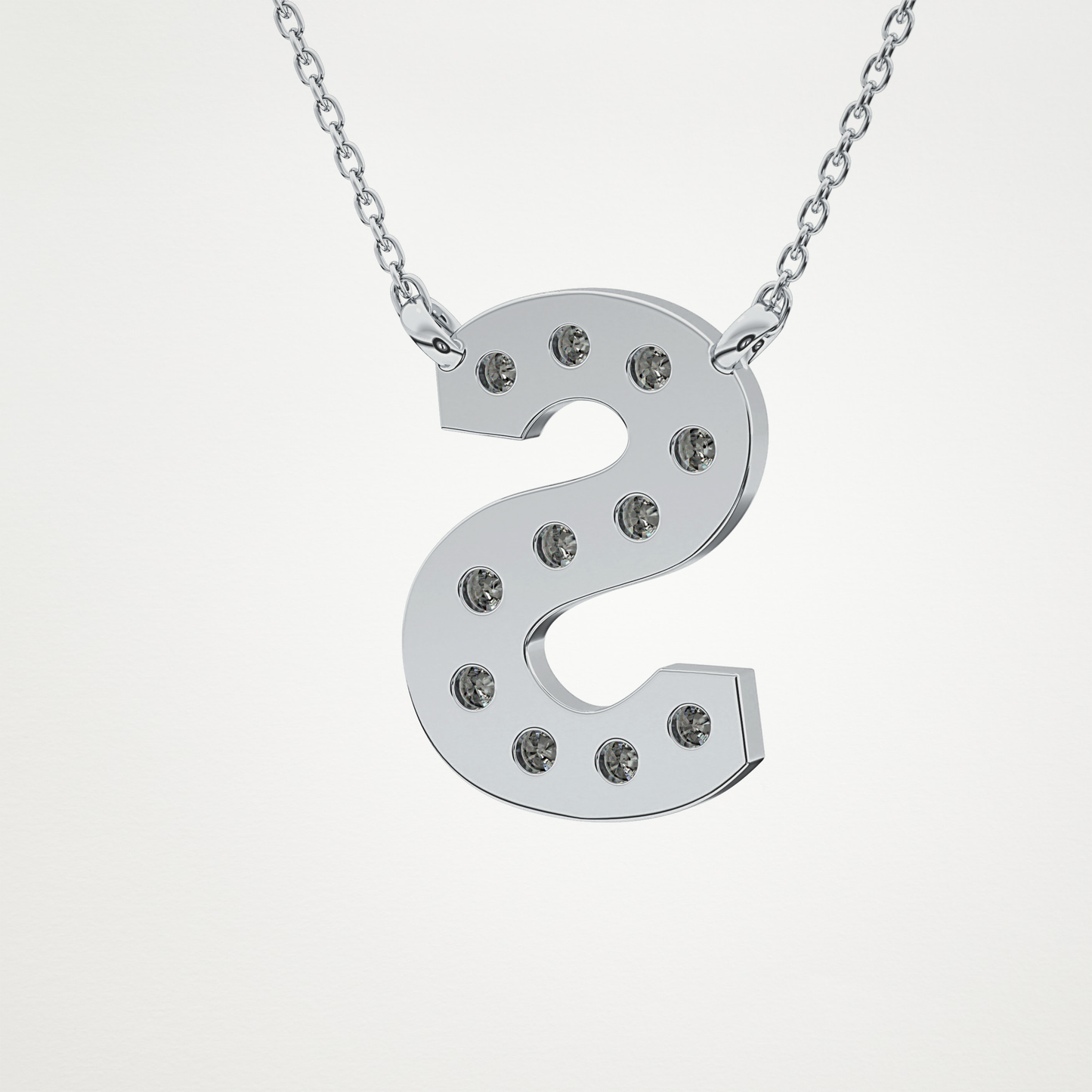 0.77 TCW Round Lab Grown Diamond S Initial Pendant Necklace