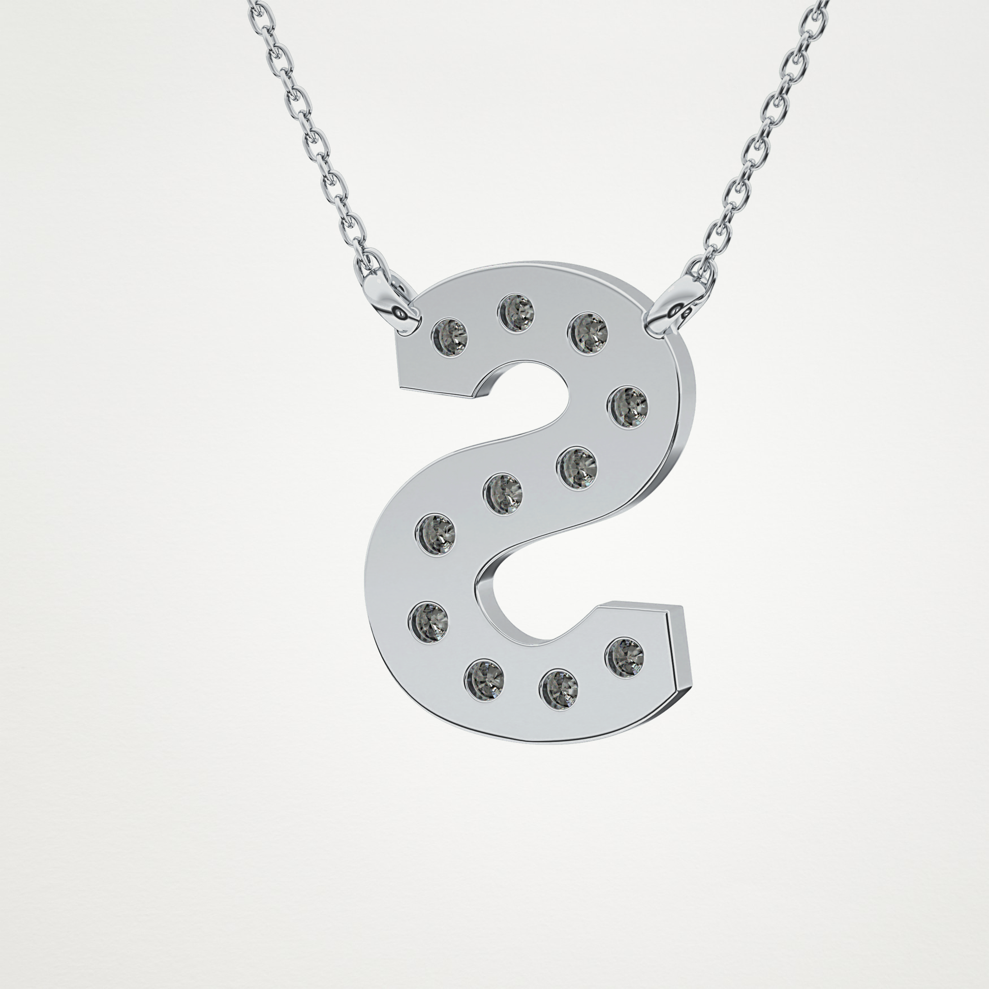 0.77 TCW Round Lab Grown Diamond S Initial Pendant Necklace