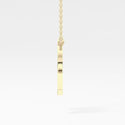 0.348 TCW Round Lab Grown Diamond R Initial Pendant Necklace
