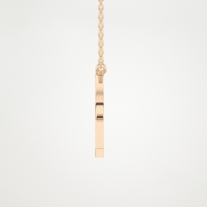 0.348 TCW Round Lab Grown Diamond R Initial Pendant Necklace