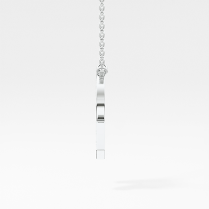 0.348 TCW Round Lab Grown Diamond R Initial Pendant Necklace