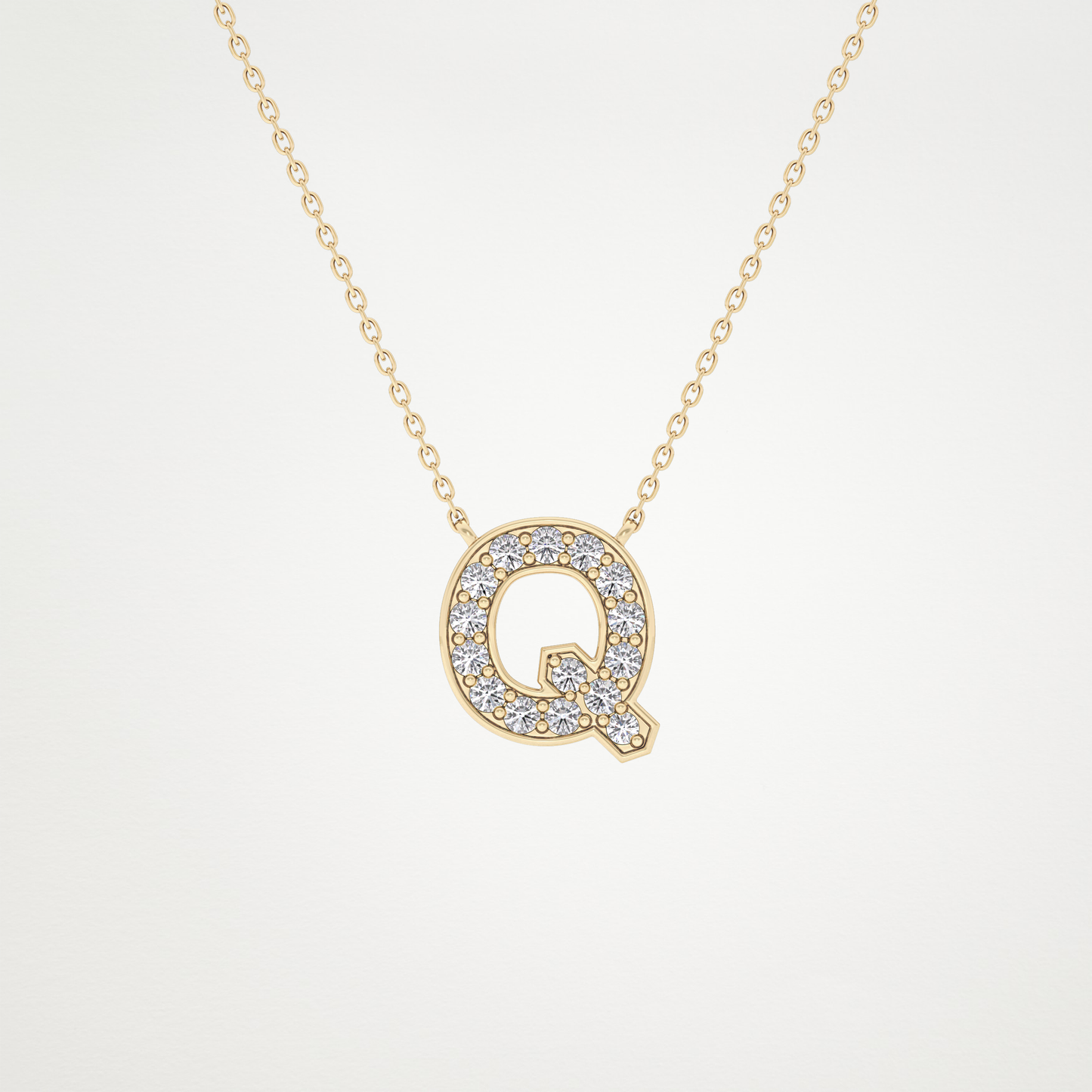 0.268 TCW Round Lab Grown Diamond Q Initial Pendant Necklace