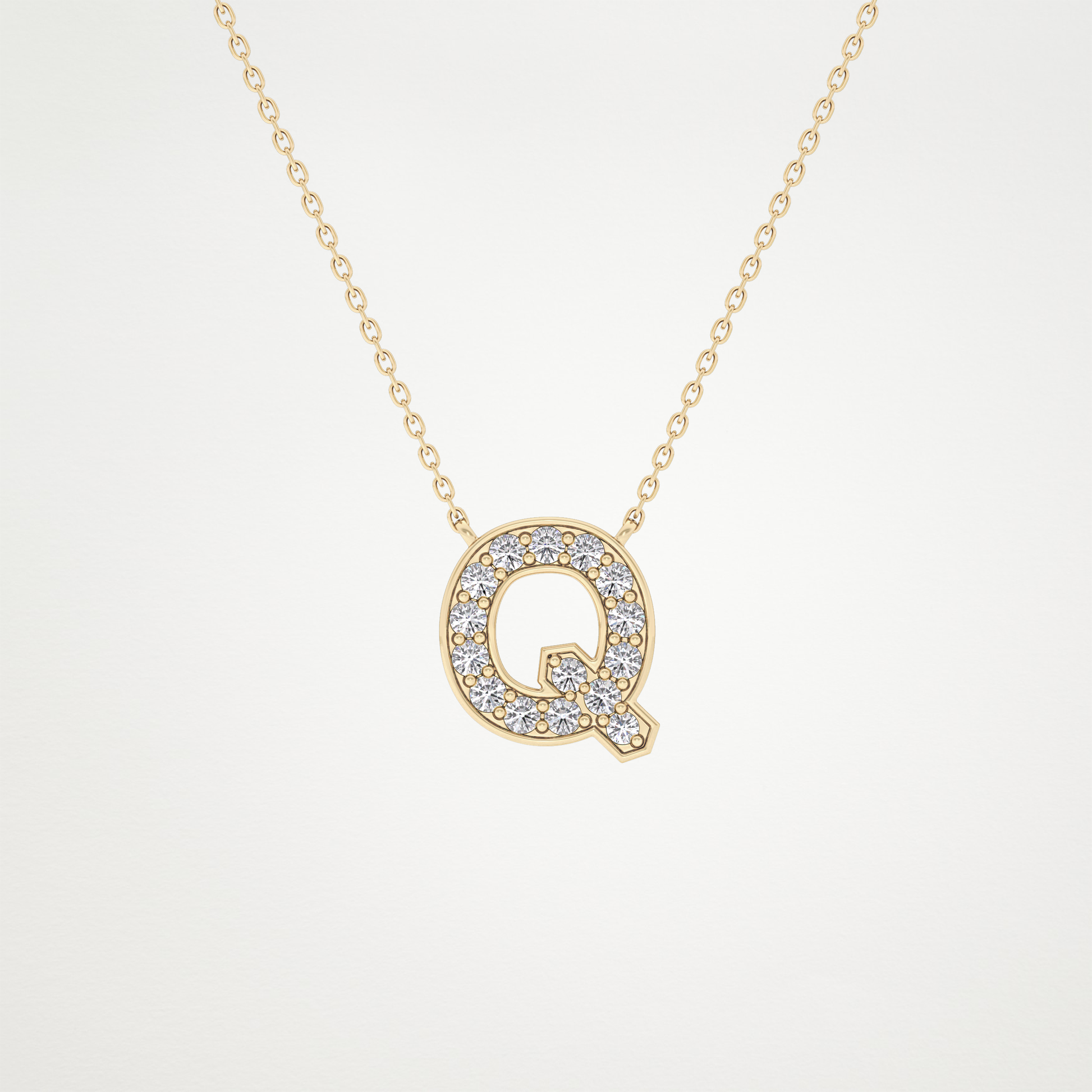 0.268 TCW Round Lab Grown Diamond Q Initial Pendant Necklace
