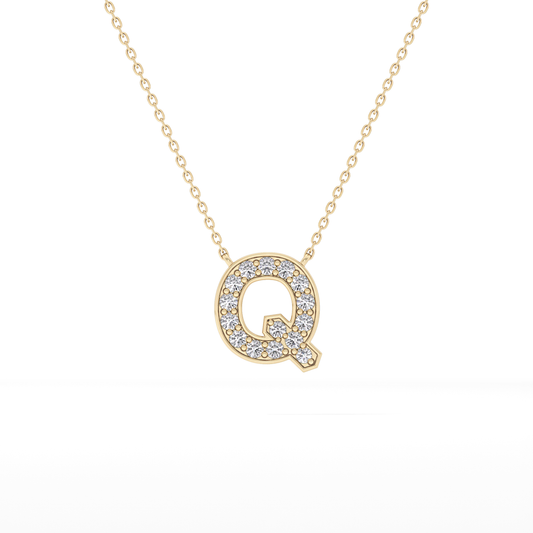 0.268 TCW Round Lab Grown Diamond Q Initial Pendant Necklace