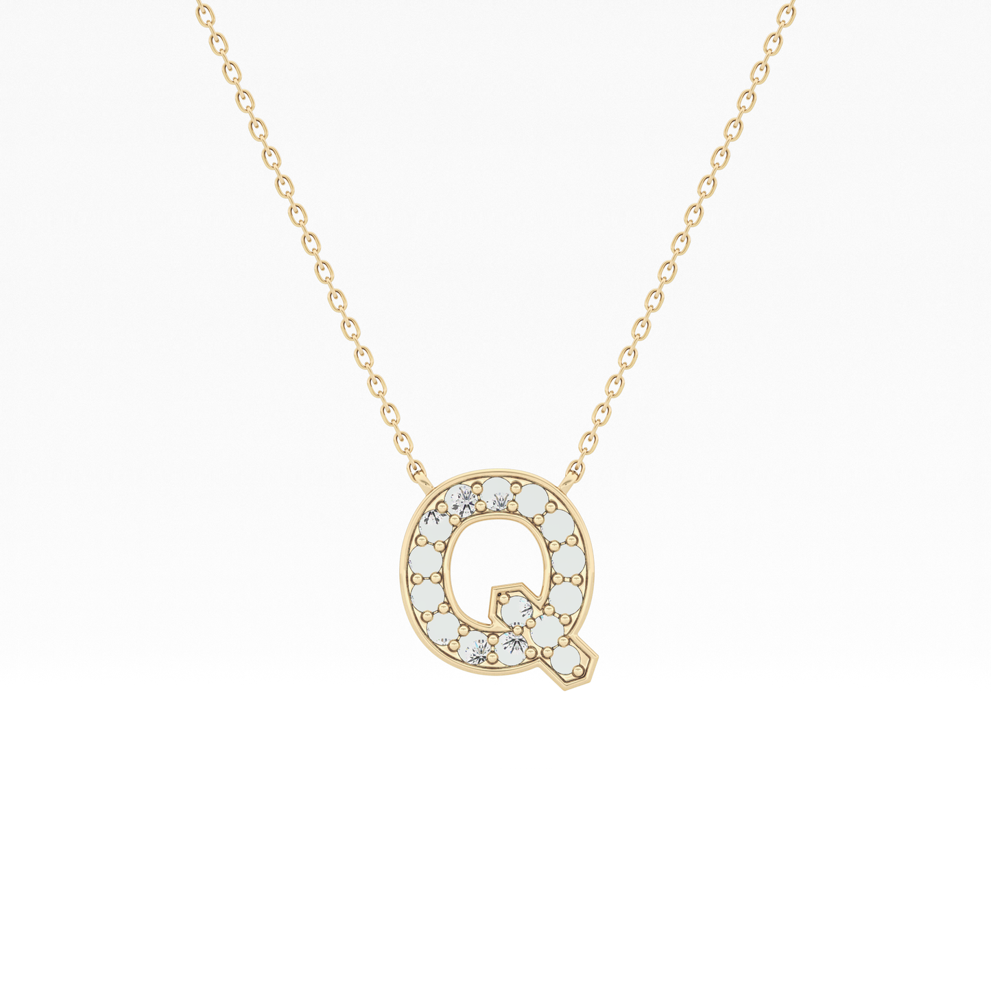 0.268 TCW Round Lab Grown Diamond Q Initial Pendant Necklace