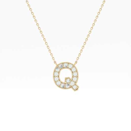0.268 TCW Round Lab Grown Diamond Q Initial Pendant Necklace