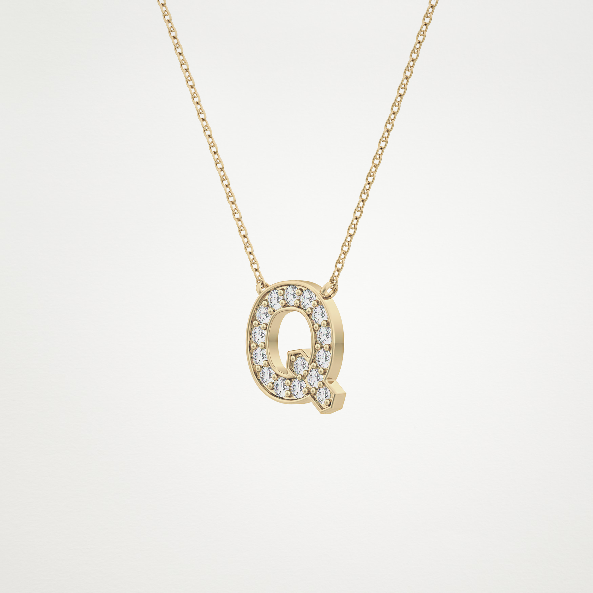 0.268 TCW Round Lab Grown Diamond Q Initial Pendant Necklace