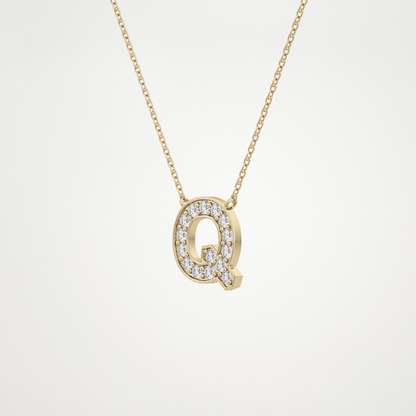 0.268 TCW Round Lab Grown Diamond Q Initial Pendant Necklace