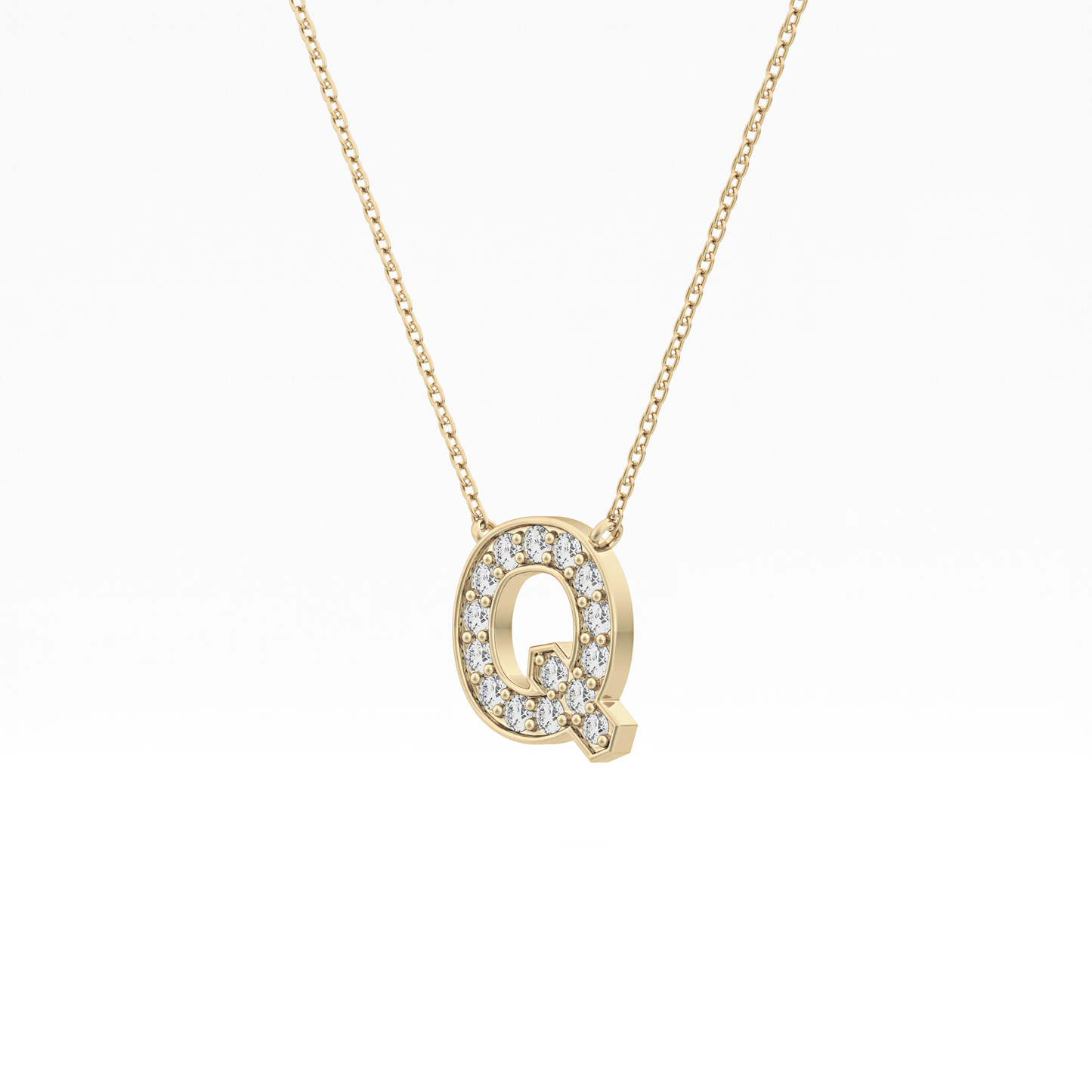 0.268 TCW Round Lab Grown Diamond Q Initial Pendant Necklace