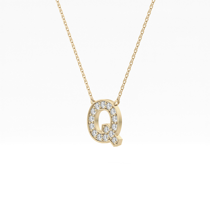 0.268 TCW Round Lab Grown Diamond Q Initial Pendant Necklace
