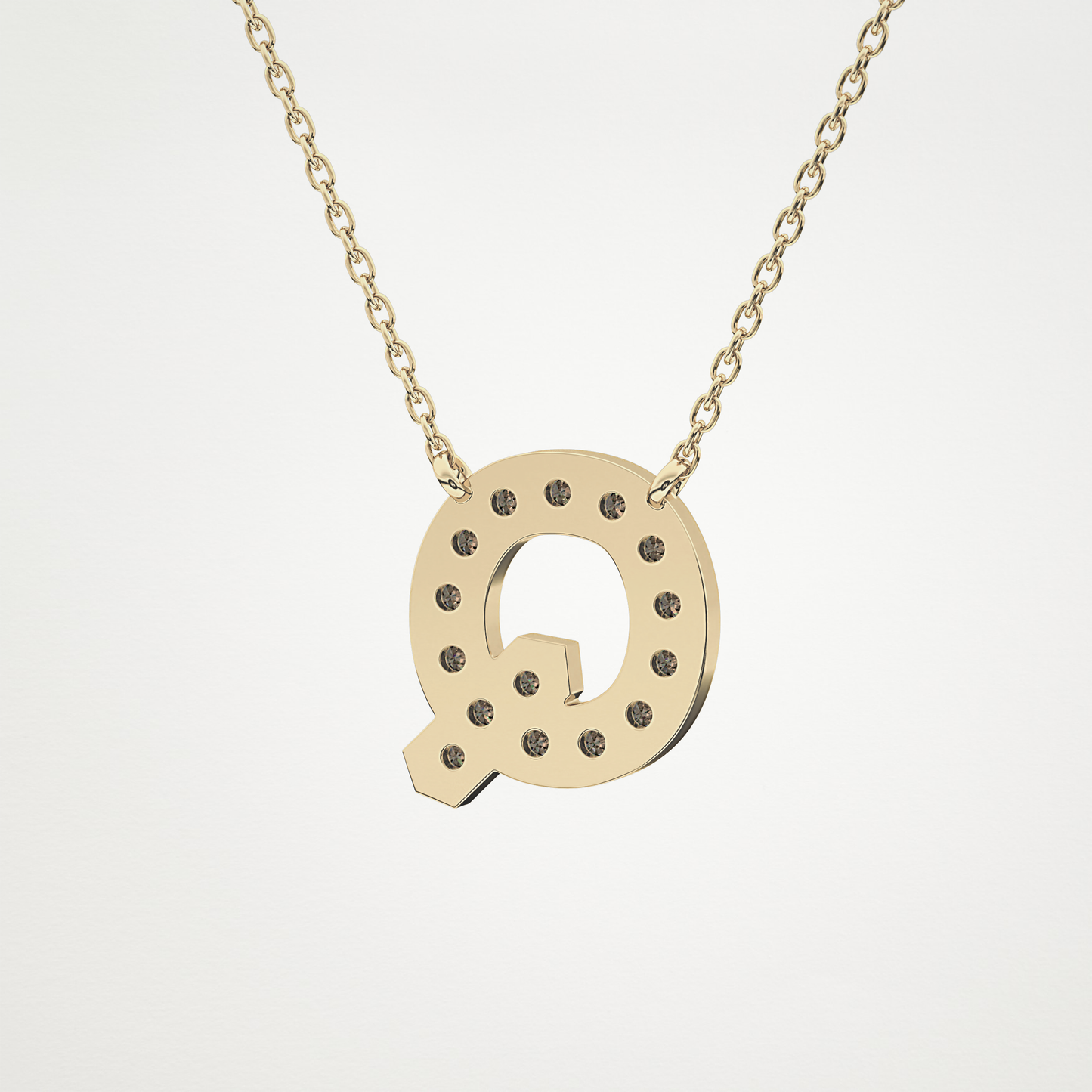 0.268 TCW Round Lab Grown Diamond Q Initial Pendant Necklace
