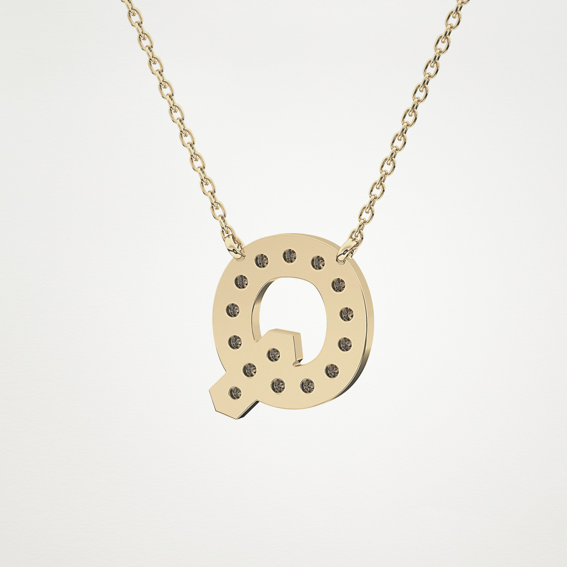 0.268 TCW Round Lab Grown Diamond Q Initial Pendant Necklace