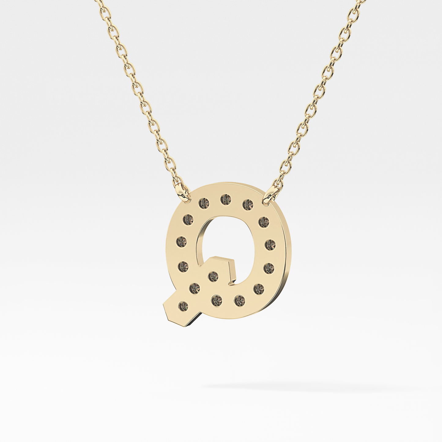 0.268 TCW Round Lab Grown Diamond Q Initial Pendant Necklace