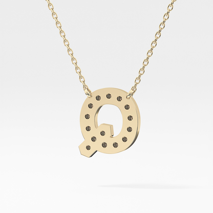 0.268 TCW Round Lab Grown Diamond Q Initial Pendant Necklace