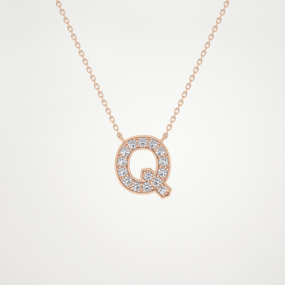 0.268 TCW Round Lab Grown Diamond Q Initial Pendant Necklace