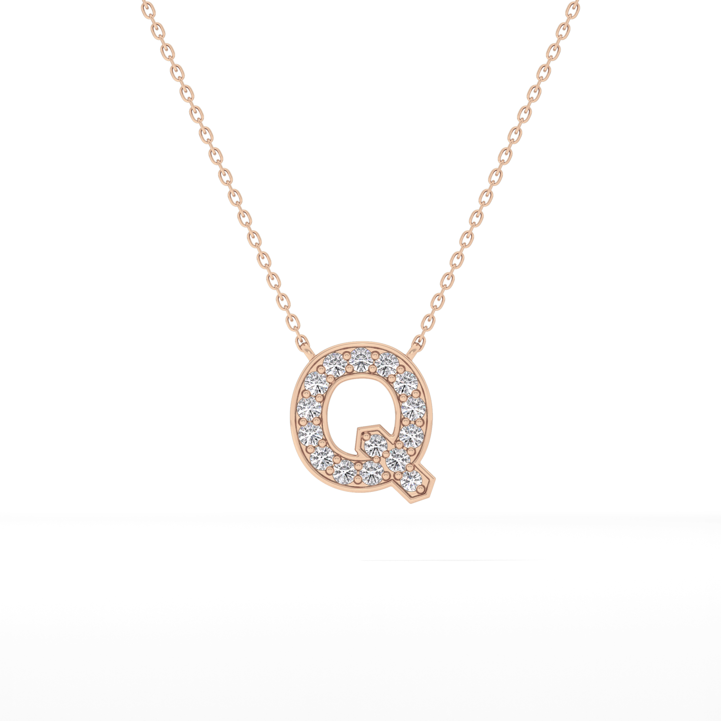 0.268 TCW Round Lab Grown Diamond Q Initial Pendant Necklace