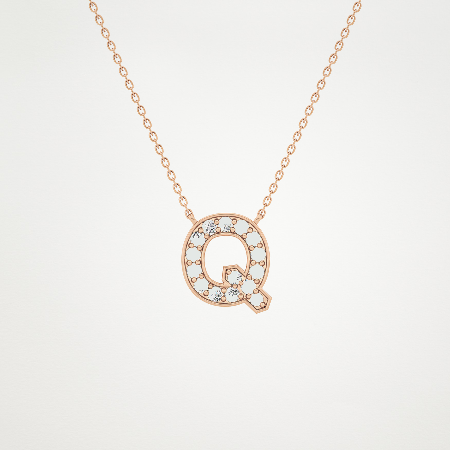 0.268 TCW Round Lab Grown Diamond Q Initial Pendant Necklace