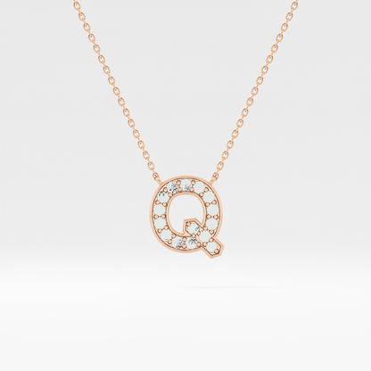 0.268 TCW Round Lab Grown Diamond Q Initial Pendant Necklace