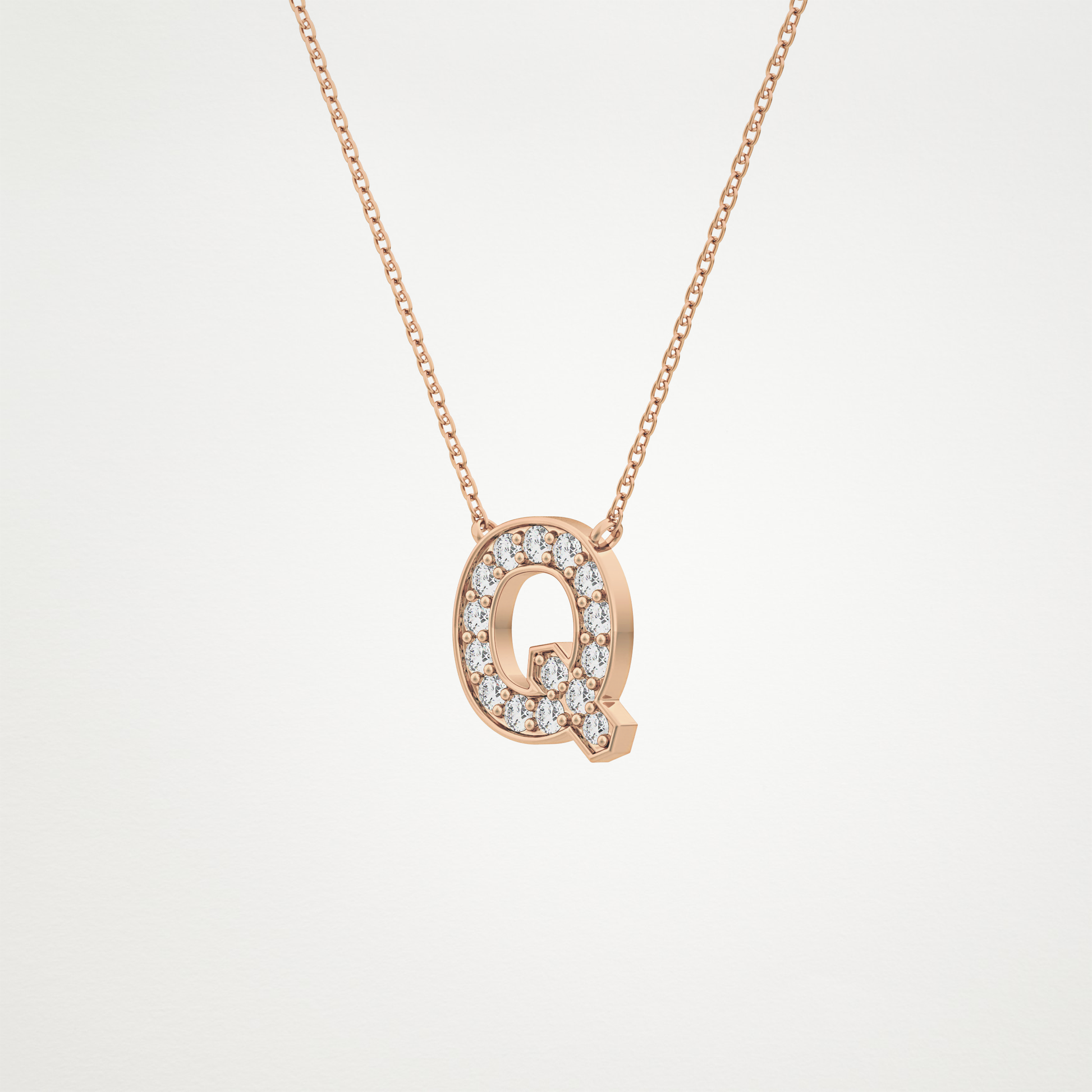 0.268 TCW Round Lab Grown Diamond Q Initial Pendant Necklace