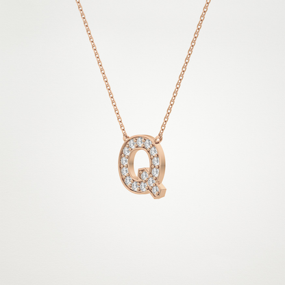 0.268 TCW Round Lab Grown Diamond Q Initial Pendant Necklace