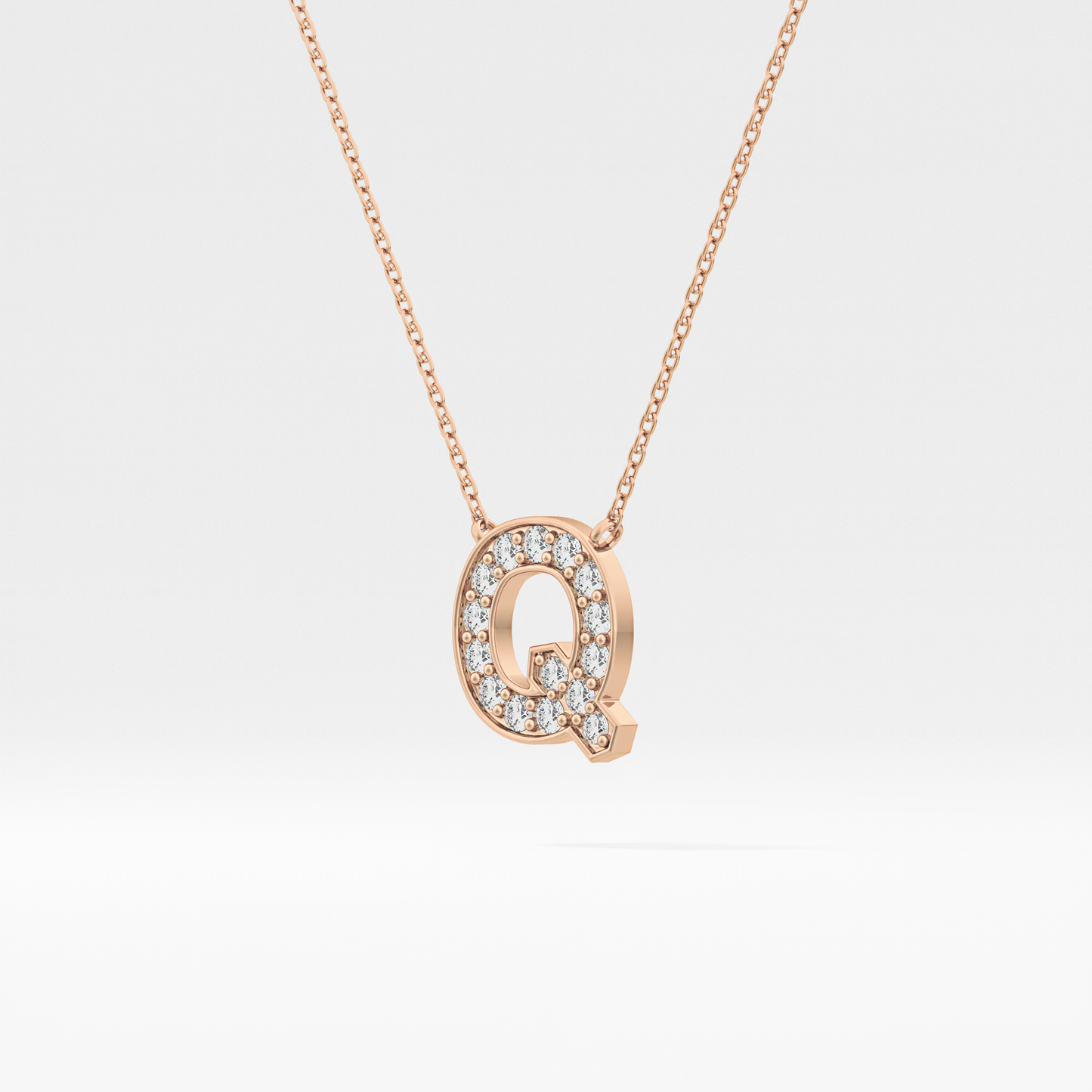 0.268 TCW Round Lab Grown Diamond Q Initial Pendant Necklace