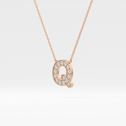 0.268 TCW Round Lab Grown Diamond Q Initial Pendant Necklace