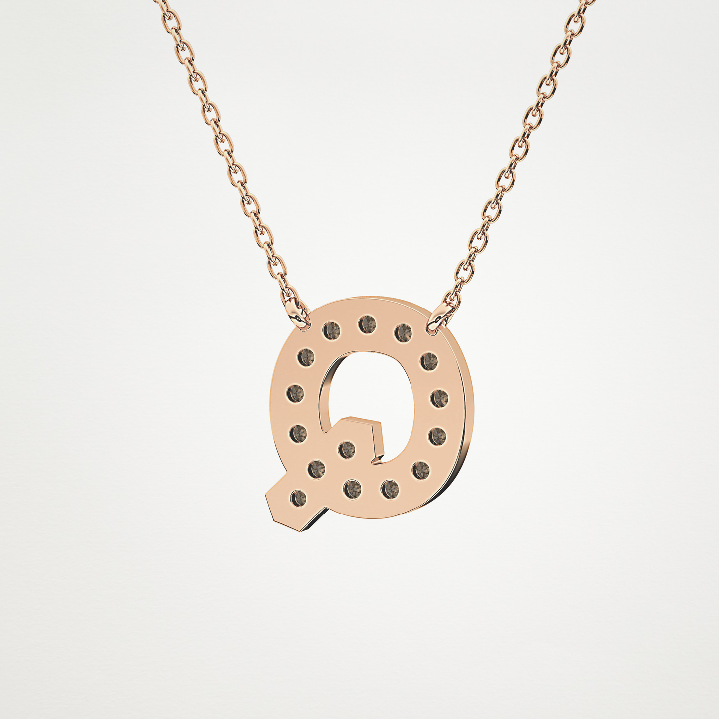 0.268 TCW Round Lab Grown Diamond Q Initial Pendant Necklace