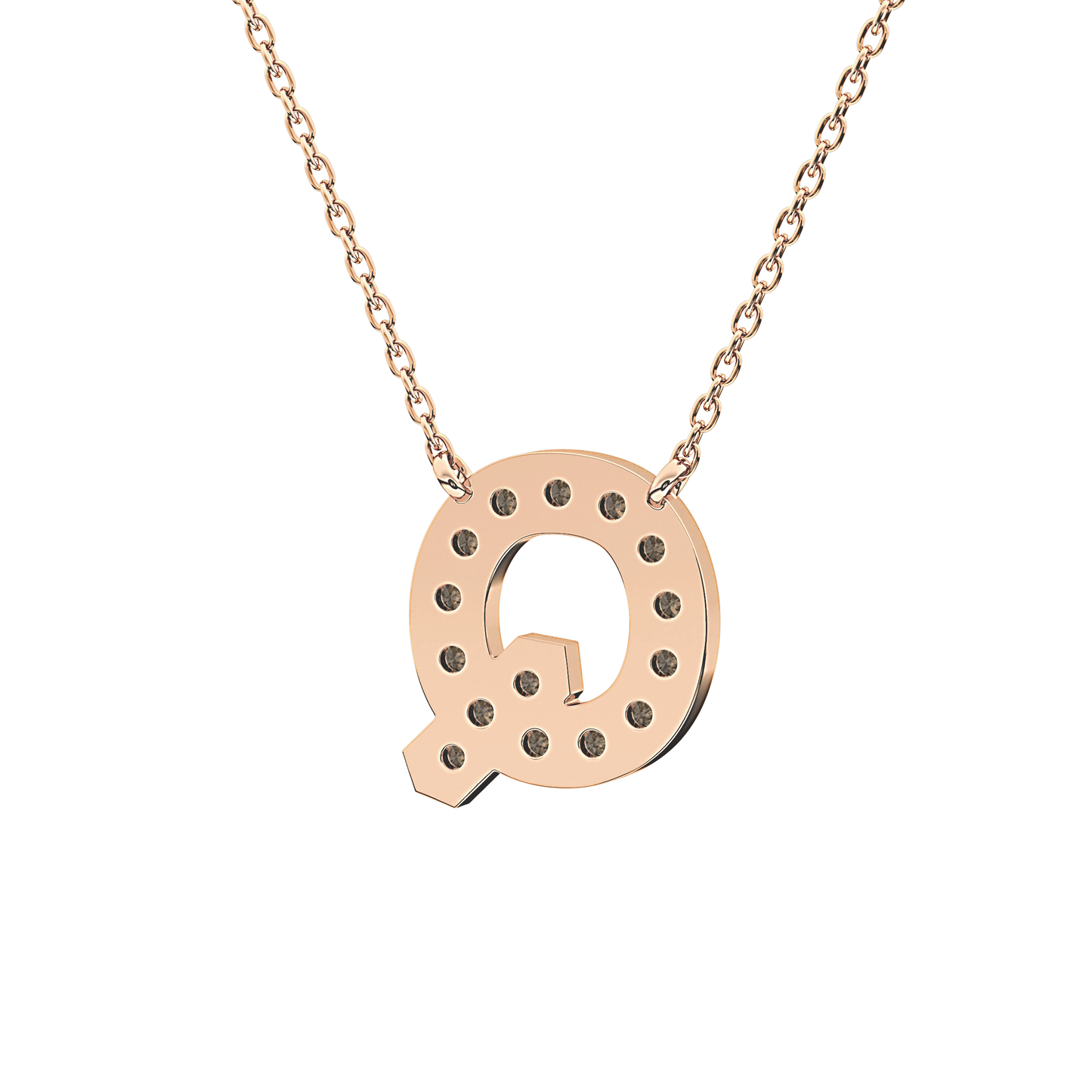 0.268 TCW Round Lab Grown Diamond Q Initial Pendant Necklace