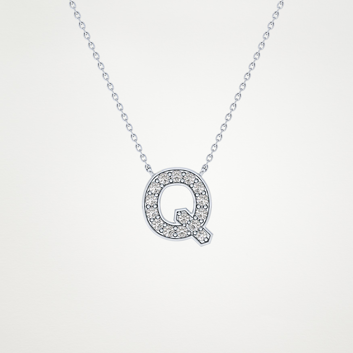 0.268 TCW Round Lab Grown Diamond Q Initial Pendant Necklace