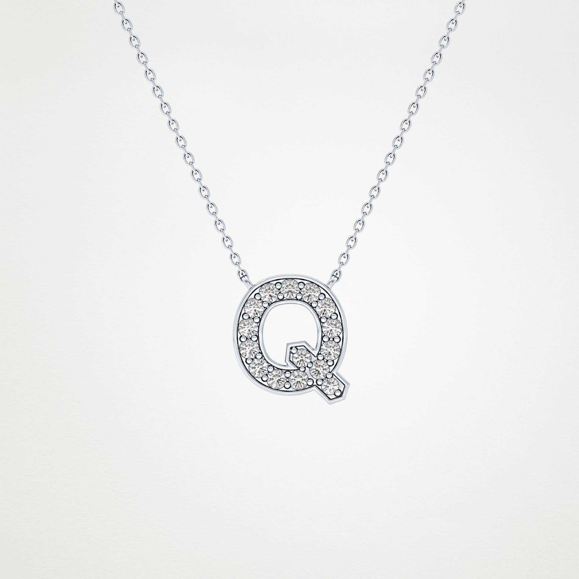0.268 TCW Round Lab Grown Diamond Q Initial Pendant Necklace
