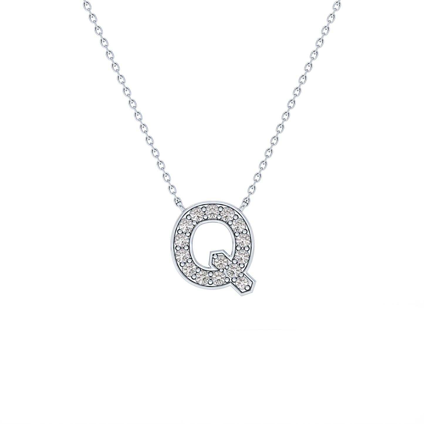 0.268 TCW Round Lab Grown Diamond Q Initial Pendant Necklace