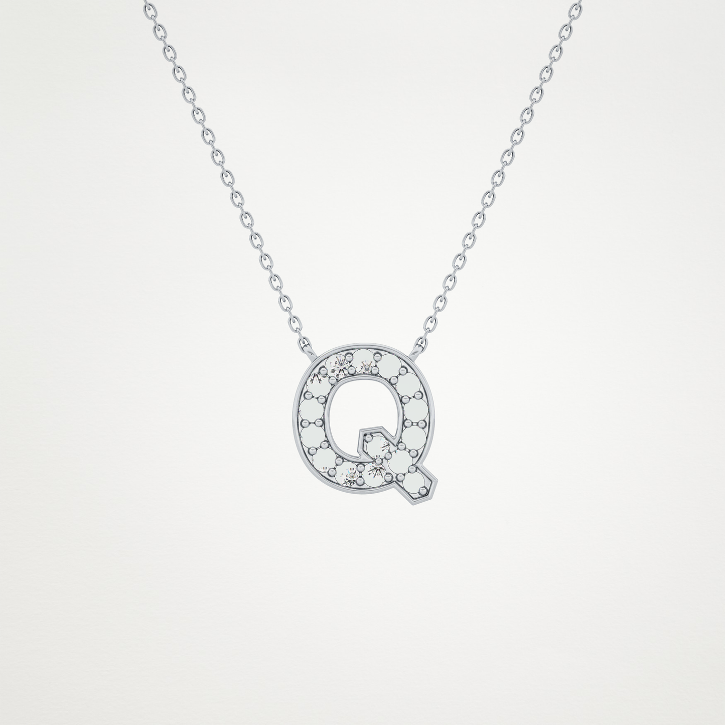 0.268 TCW Round Lab Grown Diamond Q Initial Pendant Necklace