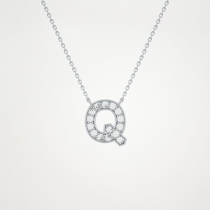 0.268 TCW Round Lab Grown Diamond Q Initial Pendant Necklace