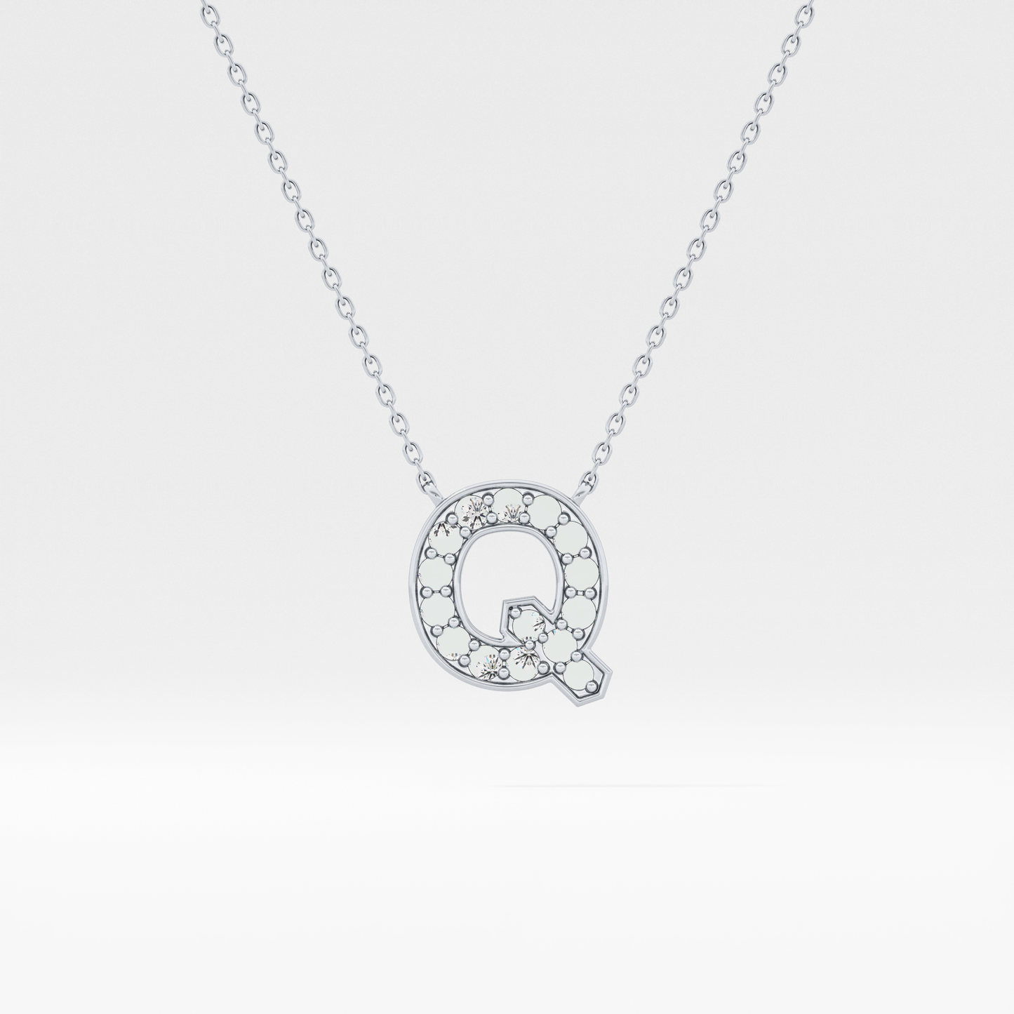 0.268 TCW Round Lab Grown Diamond Q Initial Pendant Necklace