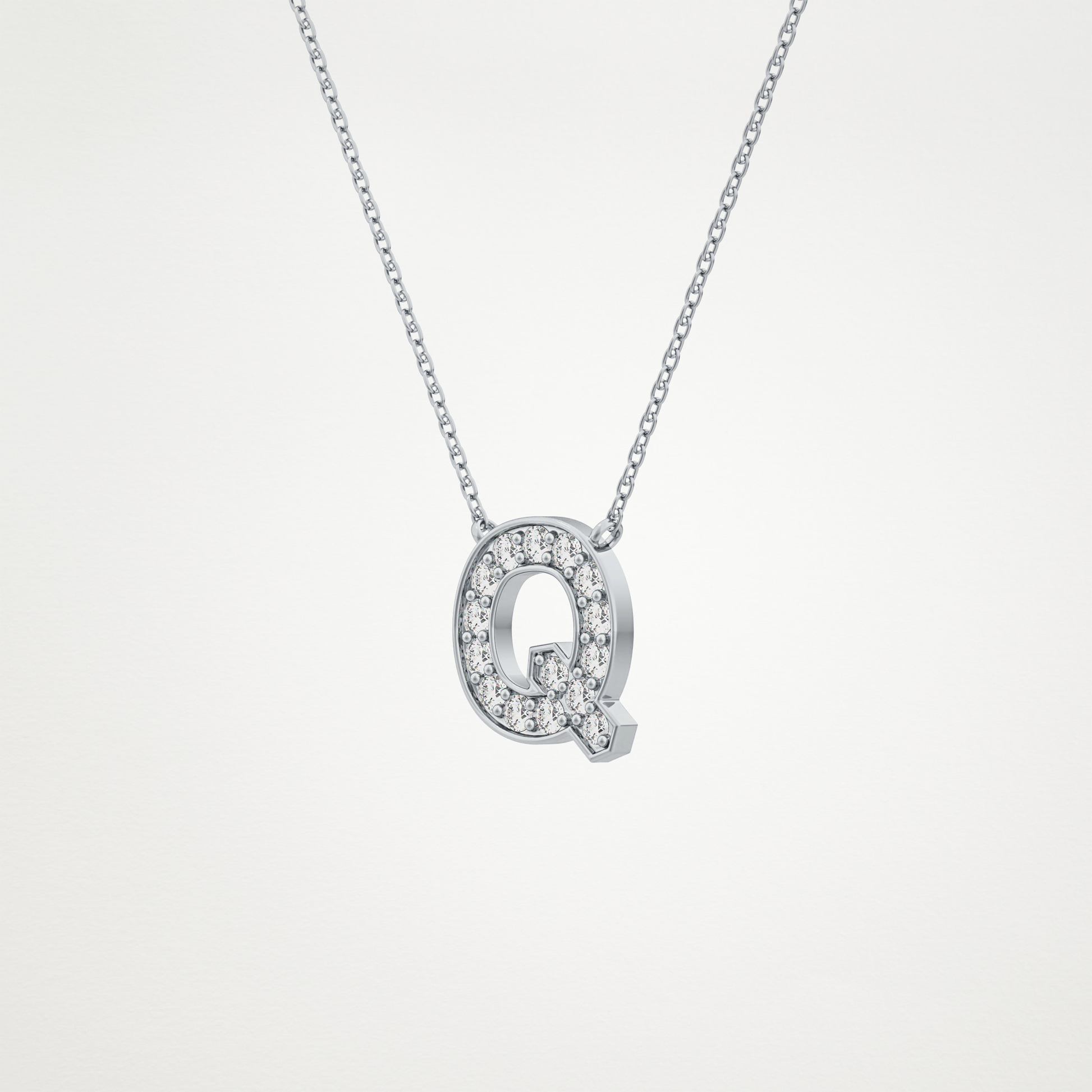0.268 TCW Round Lab Grown Diamond Q Initial Pendant Necklace