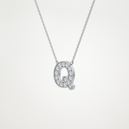 0.268 TCW Round Lab Grown Diamond Q Initial Pendant Necklace