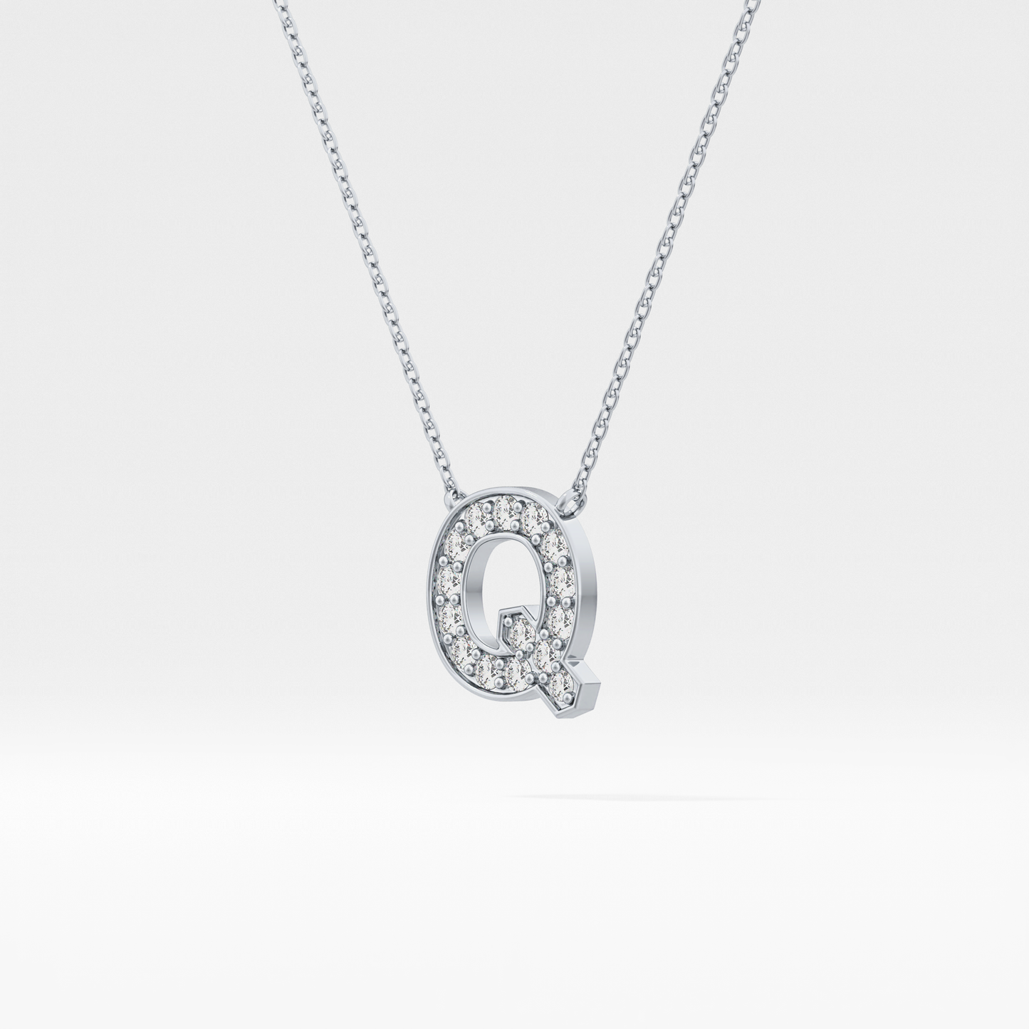 0.268 TCW Round Lab Grown Diamond Q Initial Pendant Necklace
