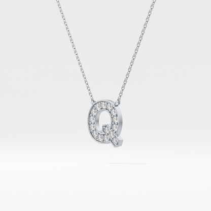 0.268 TCW Round Lab Grown Diamond Q Initial Pendant Necklace