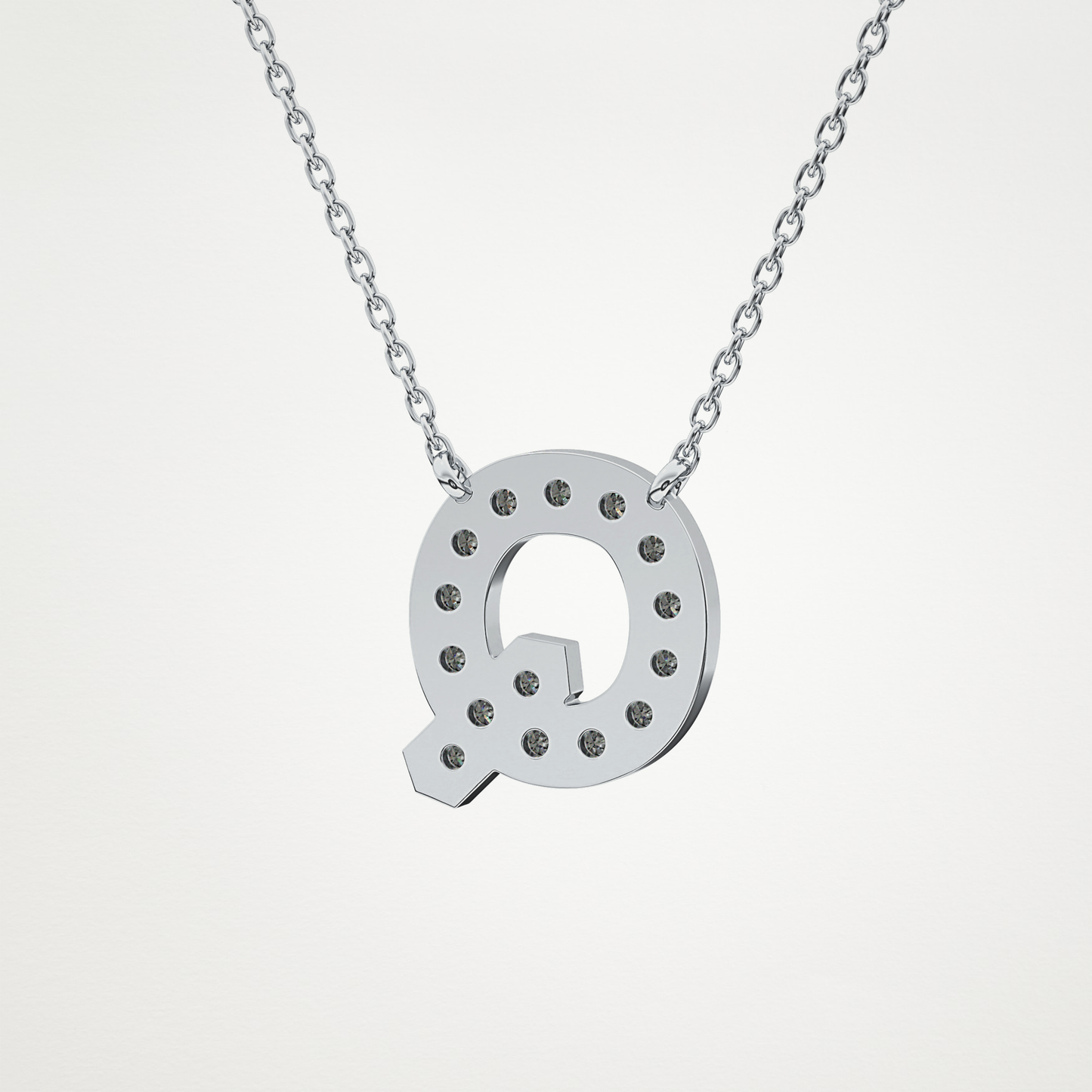 0.268 TCW Round Lab Grown Diamond Q Initial Pendant Necklace