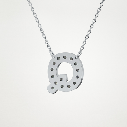 0.268 TCW Round Lab Grown Diamond Q Initial Pendant Necklace