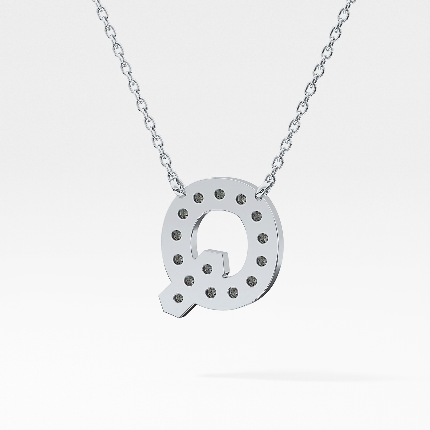 0.268 TCW Round Lab Grown Diamond Q Initial Pendant Necklace