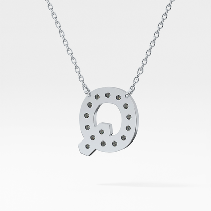 0.268 TCW Round Lab Grown Diamond Q Initial Pendant Necklace