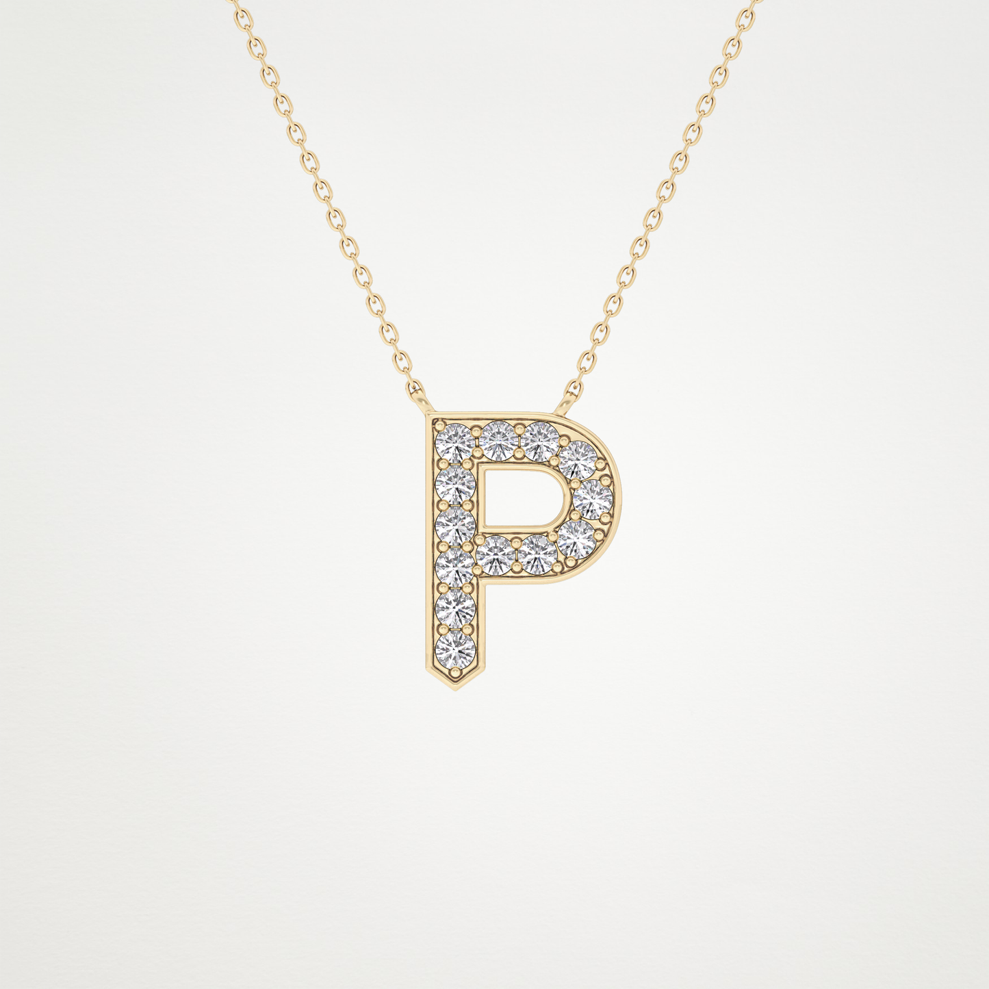 0.39 TCW Round Lab Grown Diamond P Initial Shaped Necklace