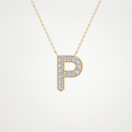 0.39 TCW Round Lab Grown Diamond P Initial Shaped Necklace